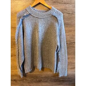 Brochu Walker sweater fringe 100% Cashmere blue long sleeves luxury excellent